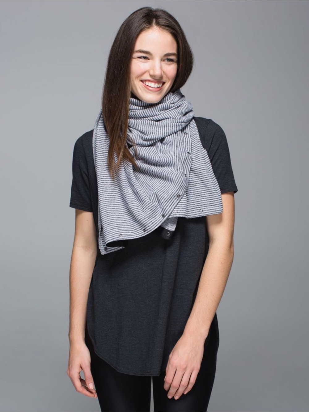 Lululemon Mini Check Pique White Heathered Black Vinyasa Scarf